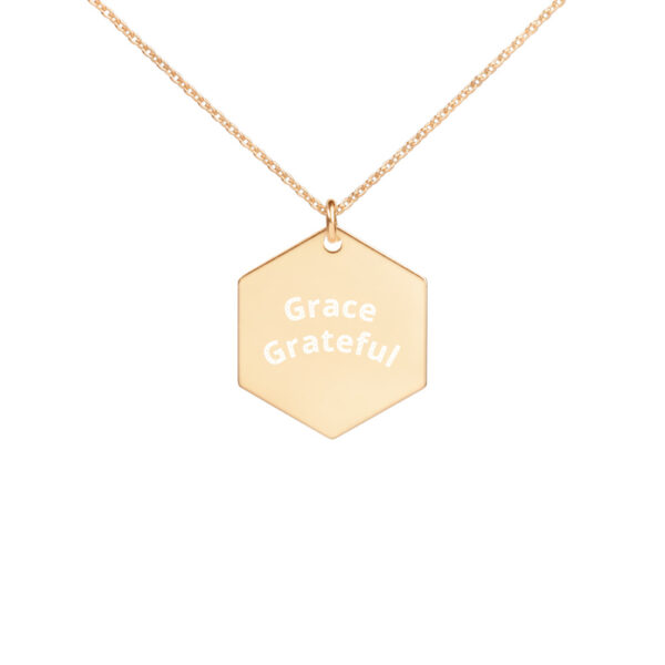 Grace Engraved Silver Hexagon Necklace - Image 2