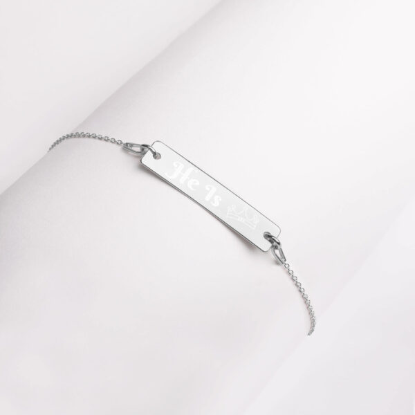 He Is King Engraved Silver Bar Chain Bracelet - Image 11