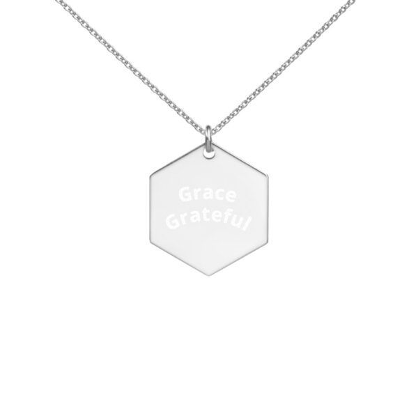 Grace Engraved Silver Hexagon Necklace - Image 3