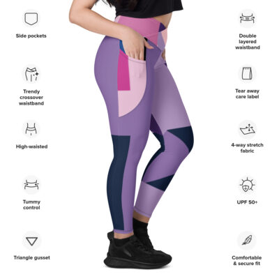 Purple Crossover leggings with pockets