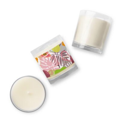 A Glass jar soy wax candle